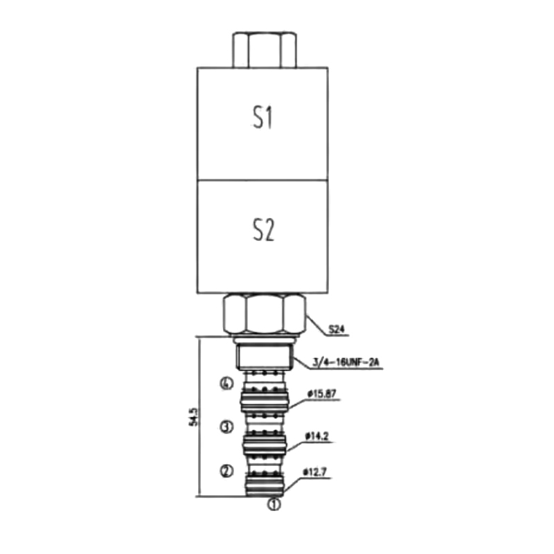 4 Yönlü 3 Pozisyonlu Hidrolik Solenoid Kartuş Valfı