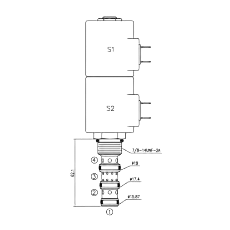 4 Yönlü 3 Pozisyonlu Hidrolik Solenoid Kartuş Valfı