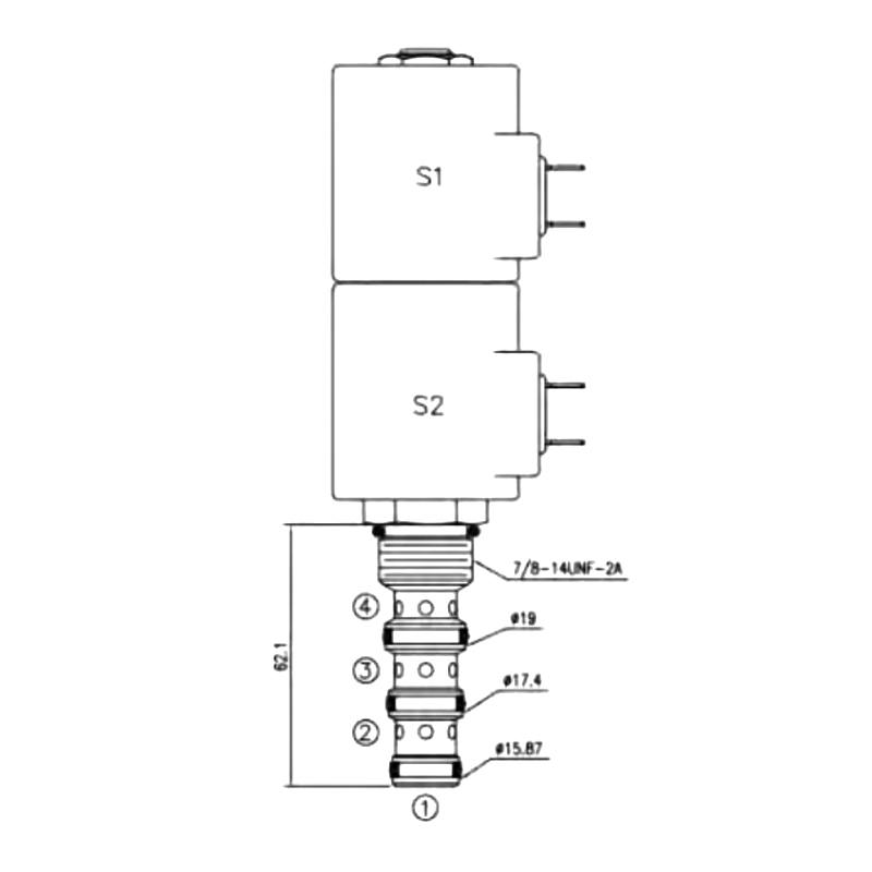 4 Yönlü 3 Pozisyonlu Hidrolik Solenoid Kartuş Valfı