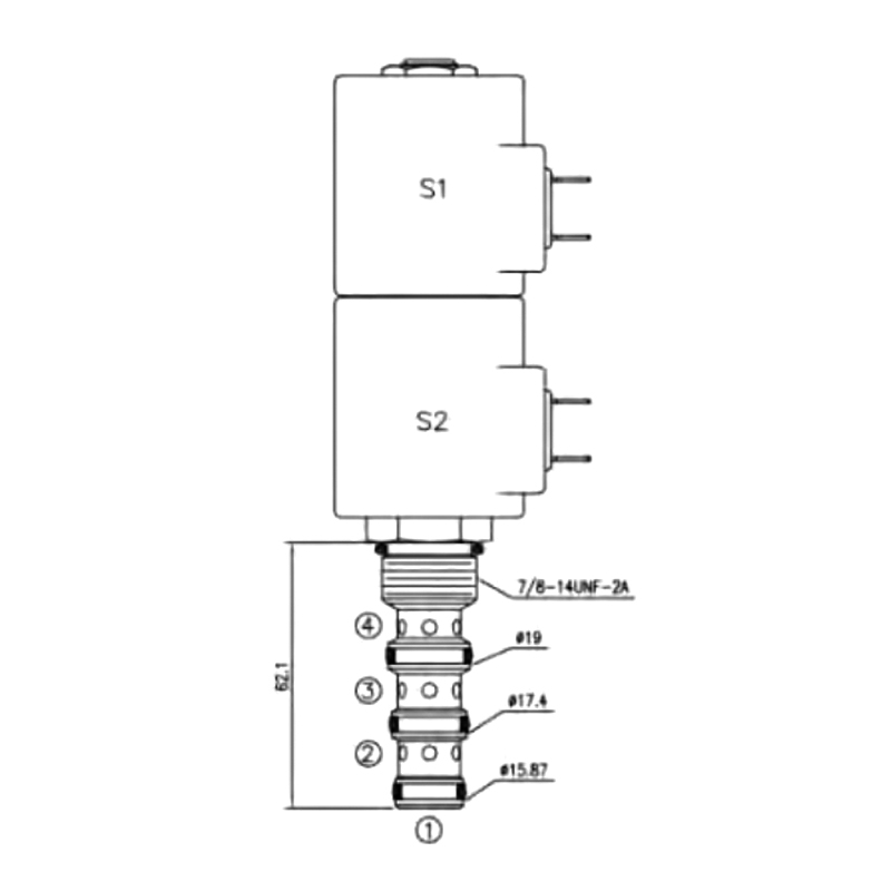 4 Yönlü 3 Pozisyonlu Hidrolik Solenoid Kartuş Valfı