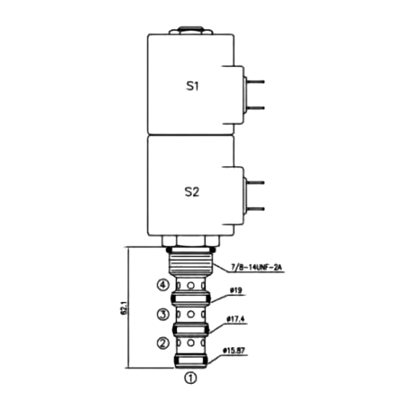 4 Yönlü 3 Pozisyonlu Hidrolik Solenoid Kartuş Valfı