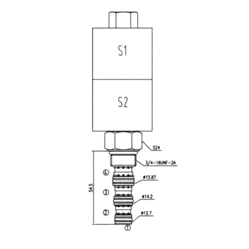 4 Yönlü 3 Pozisyonlu Hidrolik Solenoid Kartuş Valfı