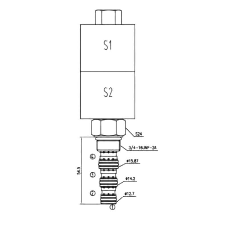 4 Yönlü 3 Pozisyonlu Hidrolik Solenoid Kartuş Valfı