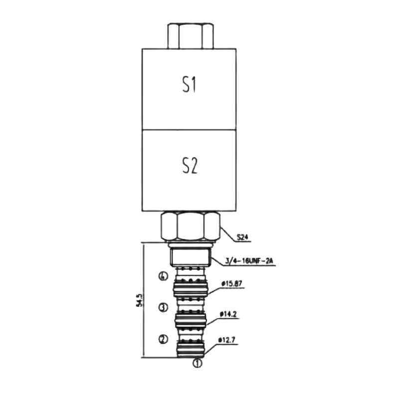4 Yönlü 3 Pozisyonlu Hidrolik Solenoid Kartuş Valfı